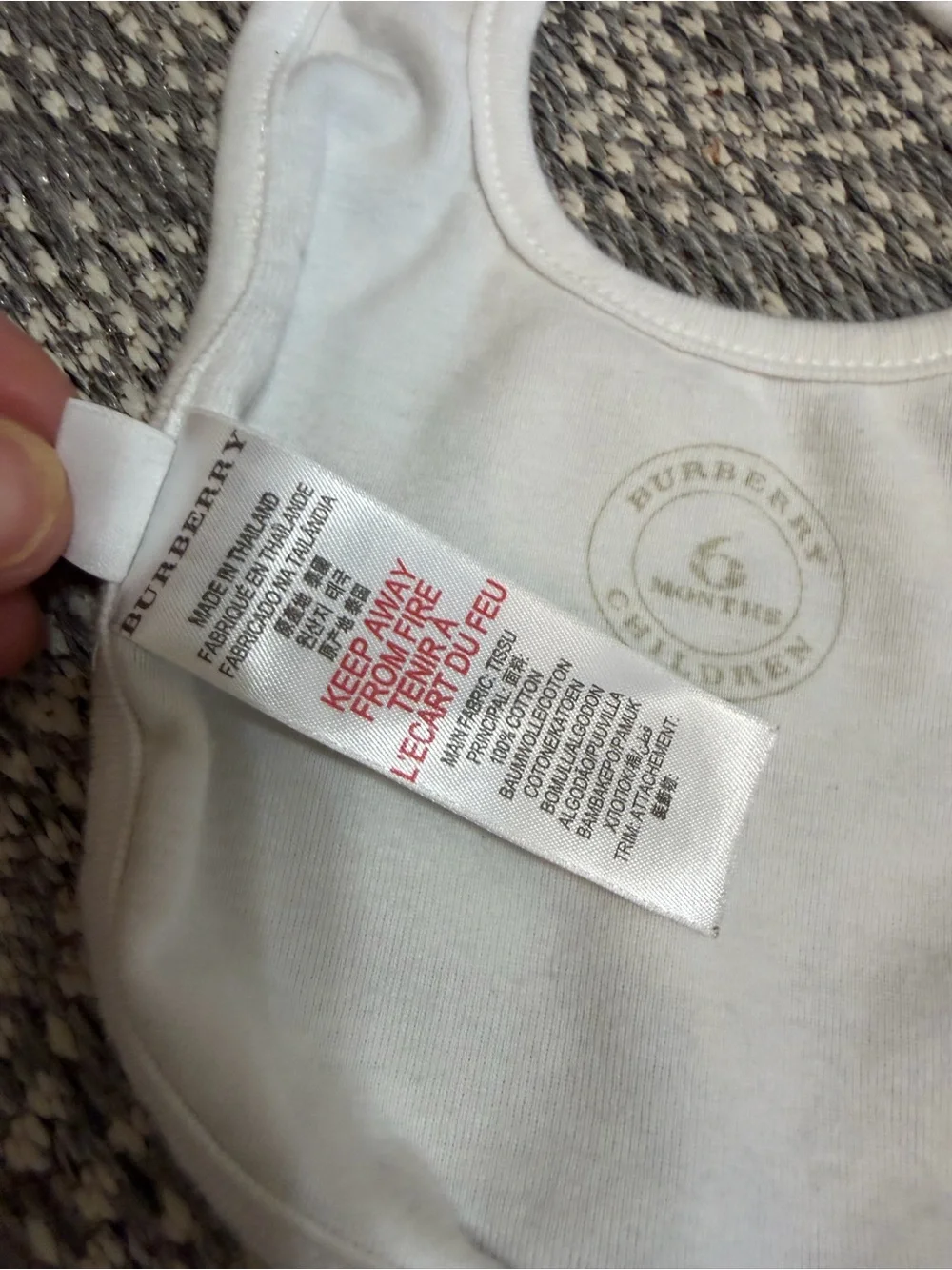 Burberry Baby Bib Size 6 Months Authentic Beige Check Plaid Baby Bib White Trim